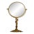 Art Nouveau Rococo Style Brass Female Figure Round Vanity Mirror For Sale