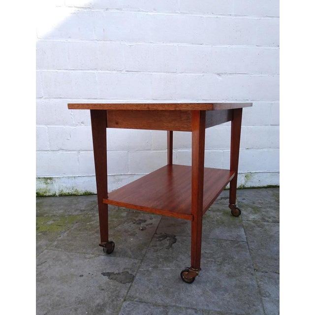 Brown Vintage Teak Serving Trolley, 1950s For Sale - Image 8 of 16