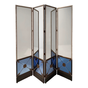 1930s Mirrored Art Deco Regency Folding Screen