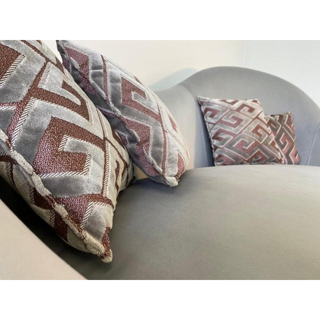 Beige Art Deco Italian Grey Velvet and Macassar Sofa, 1950s For Sale - Image 8 of 11