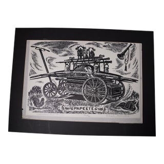 Charles Surendorf (1906-1979) Columbia's Fire Engine Named Papeete - Linocut For Sale