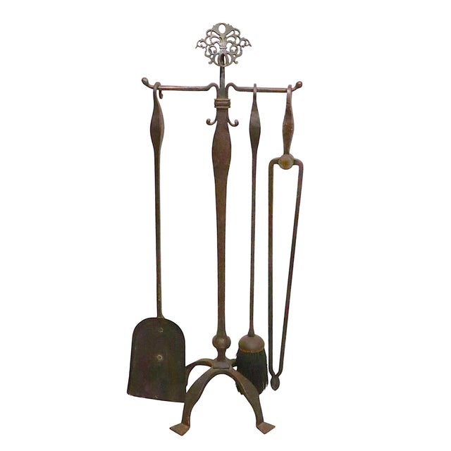 Early 20th Century 4 Pc. Arts and Crafts Fireplace Tool Set For Sale - Image 9 of 11