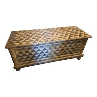 19th Century Black and White Lacquered Wood Italian Blanket Chest For Sale