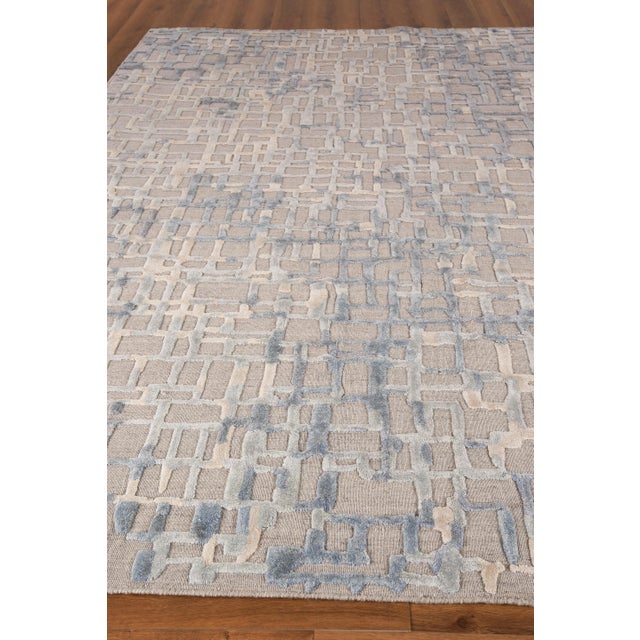 Transitional Exquisite Rugs Vista Handmade New Zealand Wool & Bamboo Silk Gray/Blue Rug-12'X15' For Sale - Image 3 of 7