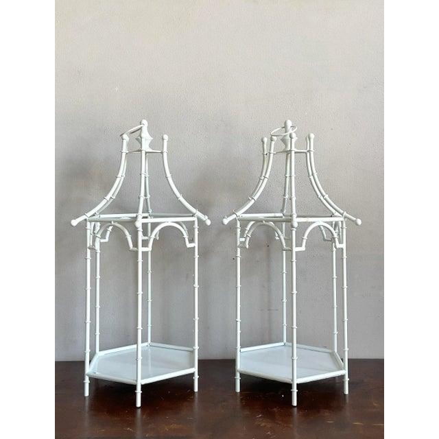 Vintage Regency Metal Bamboo Candle Lanterns - Set of 2 For Sale - Image 9 of 10