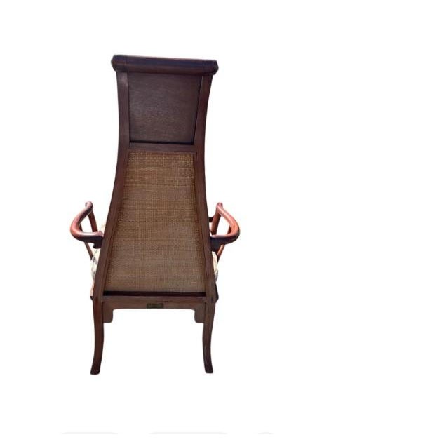 Set of 10 MCM Vintage Rosewood Asian Chairs With Woven Backs For Sale - Image 4 of 7