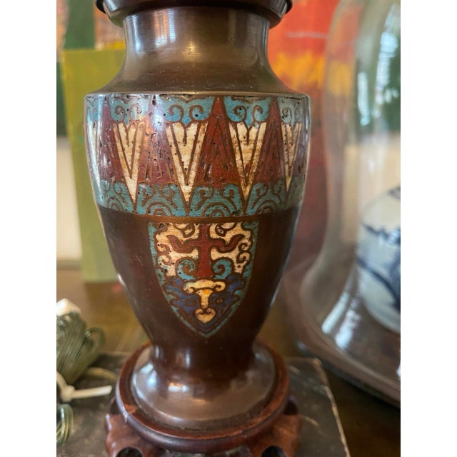 Vintage Asian Cloisonné Small Lamp For Sale In Chicago - Image 6 of 8