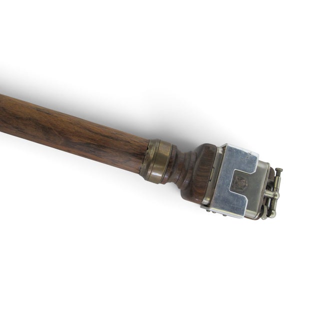 Wood The Clark Lift Arm Lighter Fraternity Crest Antique Gadget Cane Walking Stick For Sale - Image 7 of 16
