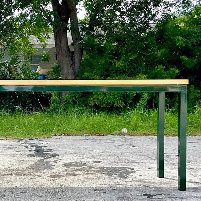 Late 20th Century Vintage Metal and Butcher Block Long Console Table For Sale - Image 11 of 14