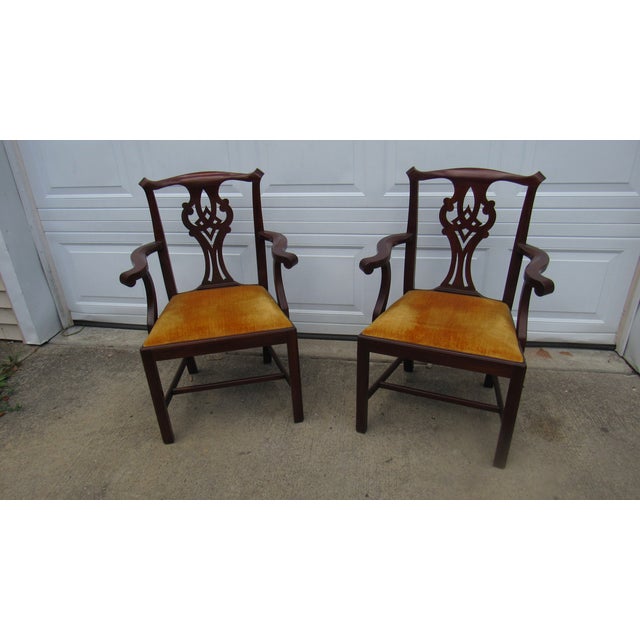 1980s Henkel Harris Mahogany Dining Room Chairs Chippendale For Sale - Image 9 of 10