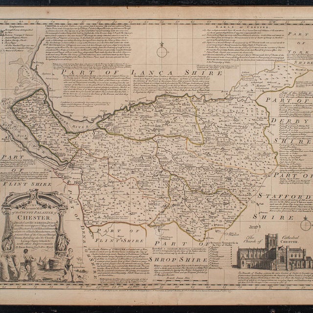 Antique Chester County Map, English, Cheshire, Framed Cartography, Georgian For Sale - Image 4 of 12