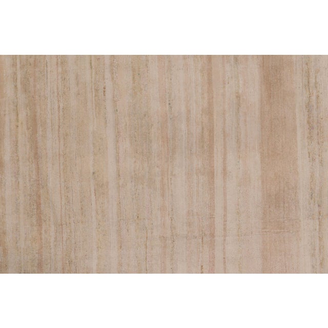 Contemporary Rug & Kilim’s Modern Textural Rug in Soft Ivory and Cream Striae For Sale - Image 3 of 8