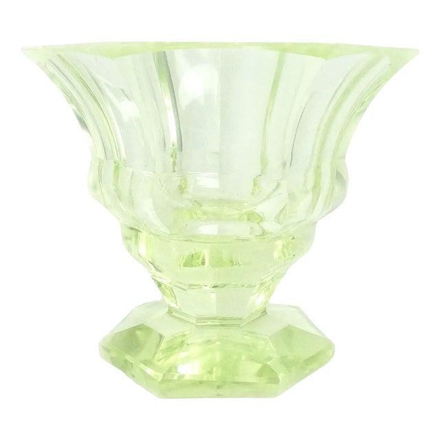 Art Deco Uranium Vase from Moser, Czechoslovakia, 1930s For Sale