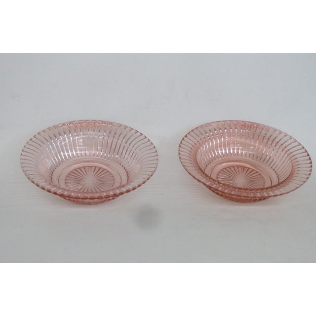 1930s 1930s Anchor Hocking Queen Mary Pair of 2 Dessert Bowls Pink Depression Glass For Sale - Image 5 of 12