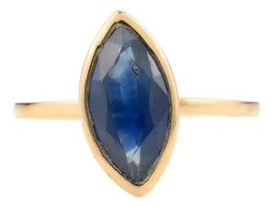 Modern Blue Sapphire Midi Ring in 14k Solid Gold Size 7