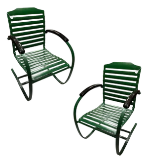 1950s Mid-Century Steel Springer Rocking Outdoor Patio Chair , Pair