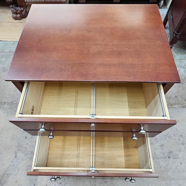 Tan Late 20th Century Stanley Furniture Two-Drawer Walnut Lateral Filing Cabinet For Sale - Image 8 of 12