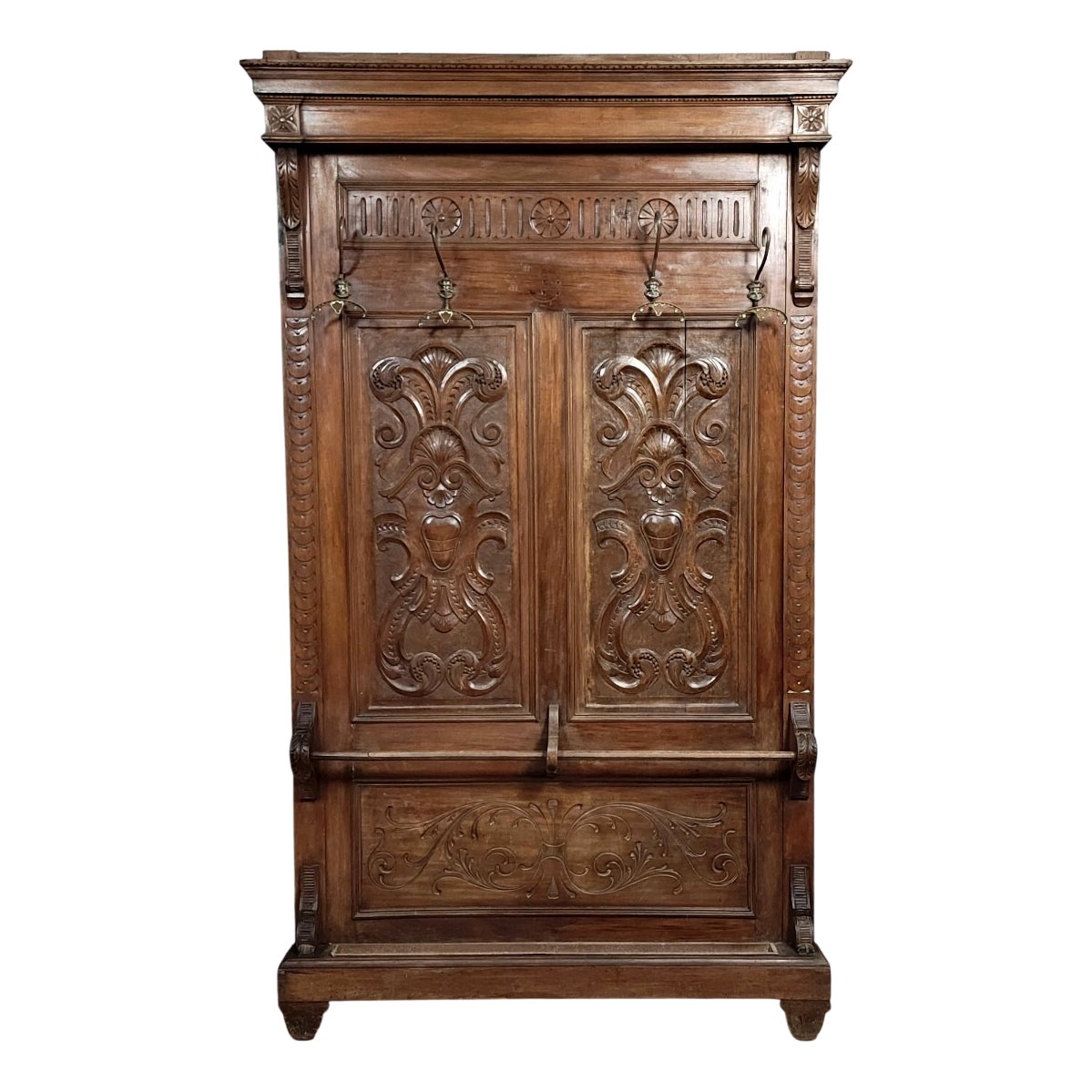 Renaissance-Style Coat Rack in Carved Walnut | Chairish