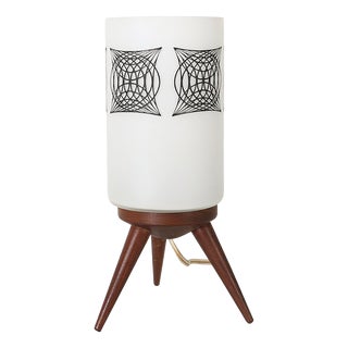 Mid-Century Modern French Table Lamp with Opaline Glass Shade, 1960s For Sale