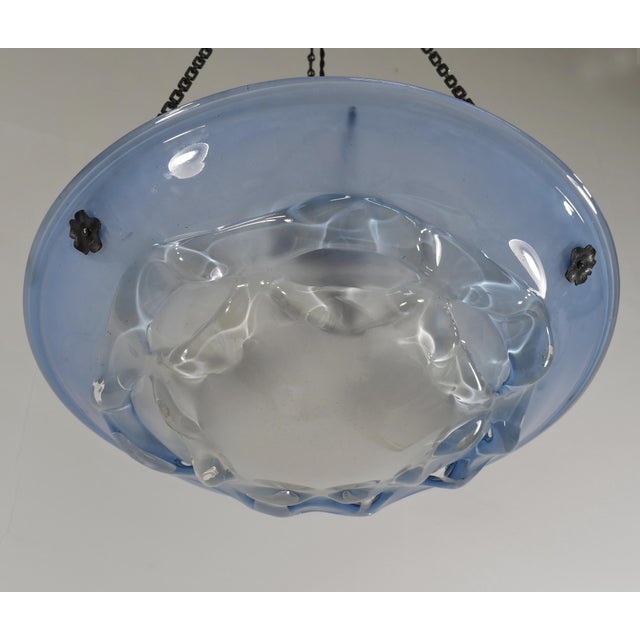 Large French Art Deco Pendant Light by Le Verre Francais Schneider - 1930 Chandelier France For Sale - Image 9 of 14
