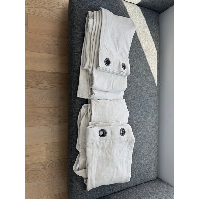 Custom Extra-Long Natural Linen Drapery Panels – 100”w X 216”l – Lined, Grommet Top – Set of 2 For Sale In Atlanta - Image 6 of 8