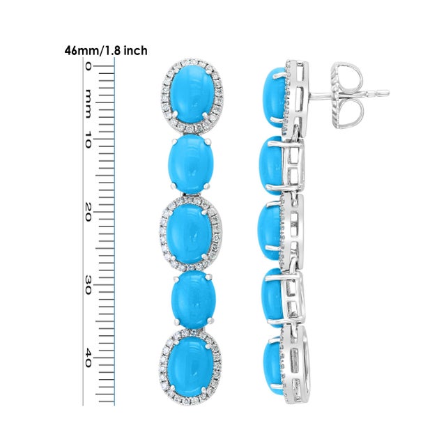 Metal 104 Carat Sleeping Beauty Turquoise Necklace and Earring Set, Bridal, 18 K Gold For Sale - Image 7 of 18