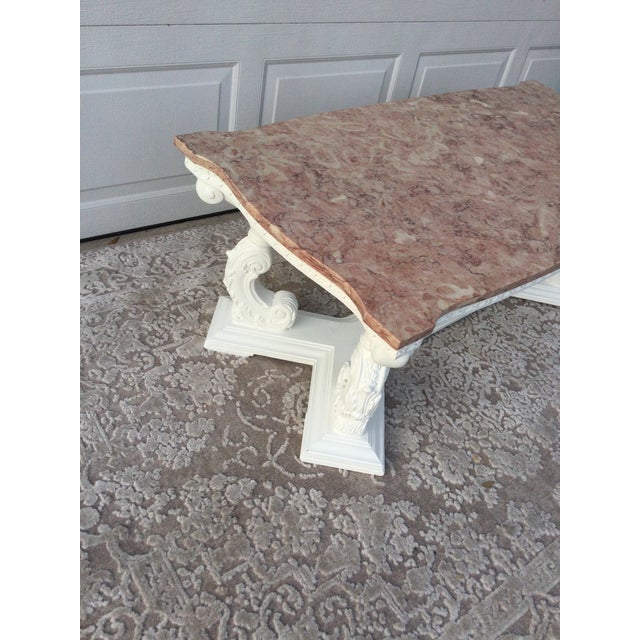 Mid 20th Century Hollywood Regency French Carved Pink Marble For Sale In Orlando - Image 6 of 11