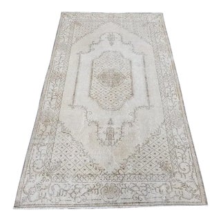 Vintage Beige Handmade Rug- 3′10″ × 6′11″ For Sale