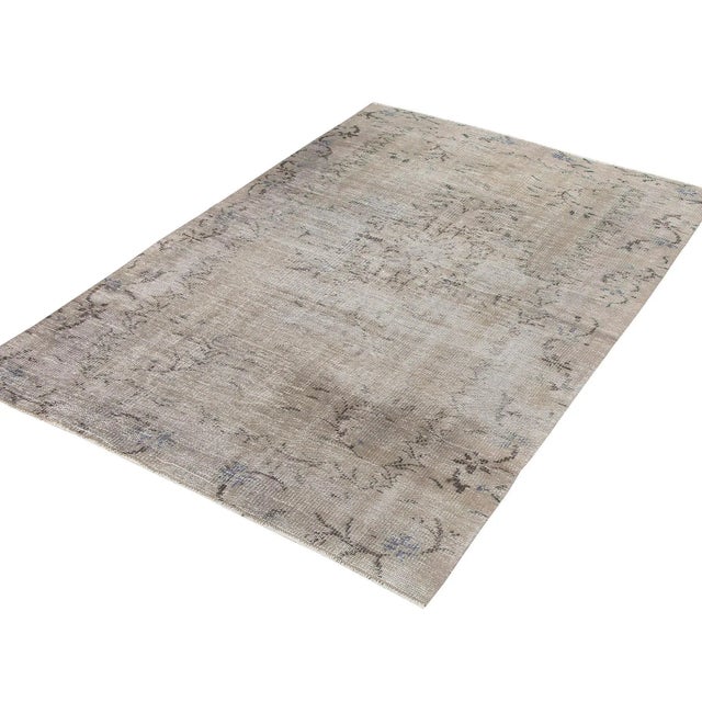 Mid-Century Modern Vintage Washed Out Oushak Rug For Sale - Image 3 of 6