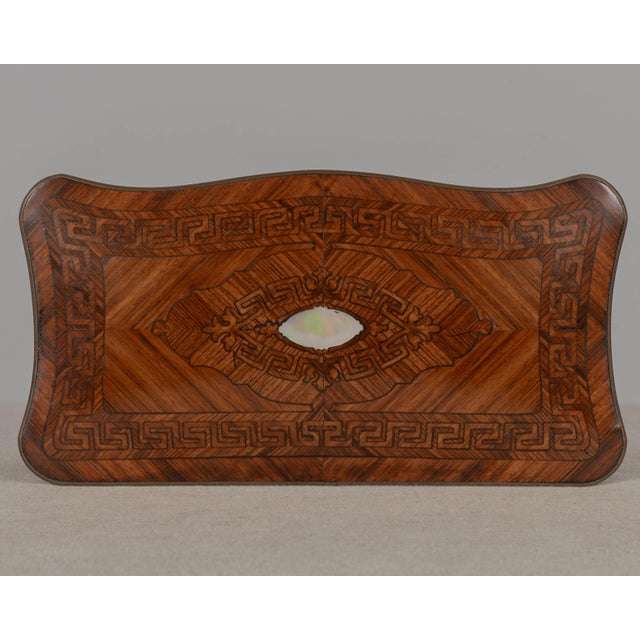French Napoleon III Marquetry Inlaid Serpentine Form Tea Caddy Circa 1880 For Sale - Image 10 of 13