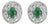 14K White Gold Oval Green Emerald and 1/10 Cttw Diamond Halo Stud Earrings (I-J Color, I1-I2 Clarity) For Sale