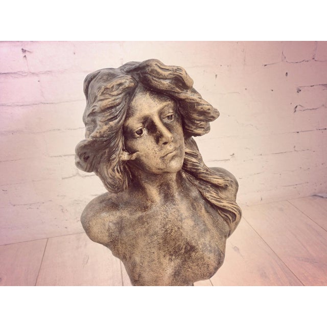 Vintage Art Nouveau Bust of Young Woman, 1960 For Sale - Image 6 of 17