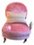 Vintage Pink Velvet Slipper Chair Features a Rounded Back and Mahogany Legs With Casters, Similar Style to French Louis XVI Accent Seating For Sale
