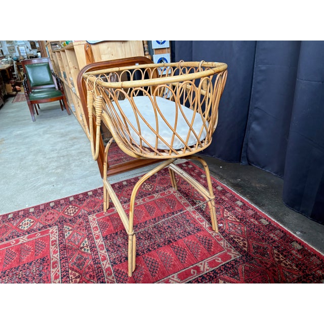 Vintage Rattan Cradle, 1960s For Sale - Image 11 of 15