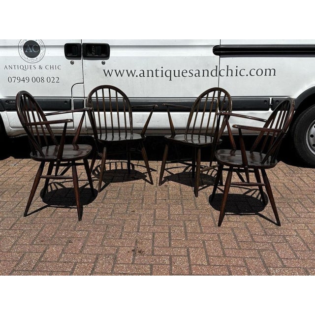 Vintage Windsor Dining Chairs from Ercol, 1960s, Set of 4 For Sale - Image 11 of 14