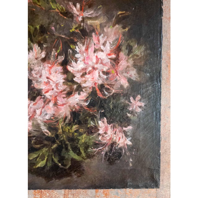 American 19th Century American Impressionist Floral Study of Azalea, Signed Minet For Sale - Image 3 of 18