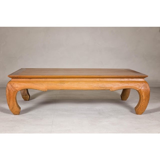 Wood Natural Wood Chow Leg Coffee Table with Carved Apron, Vintage For Sale - Image 7 of 12