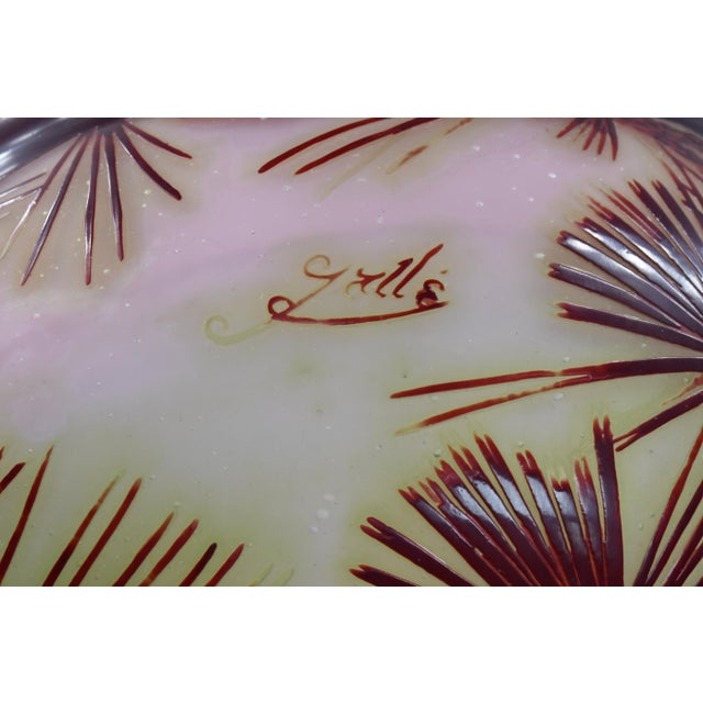Galle French Art Deco Cameo Pine Cone Bowl Pendant Light 1920s For Sale - Image 9 of 15