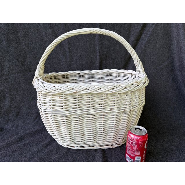 Antique Painted Gathering Willow Basket With Top Handle For Sale - Image 17 of 18