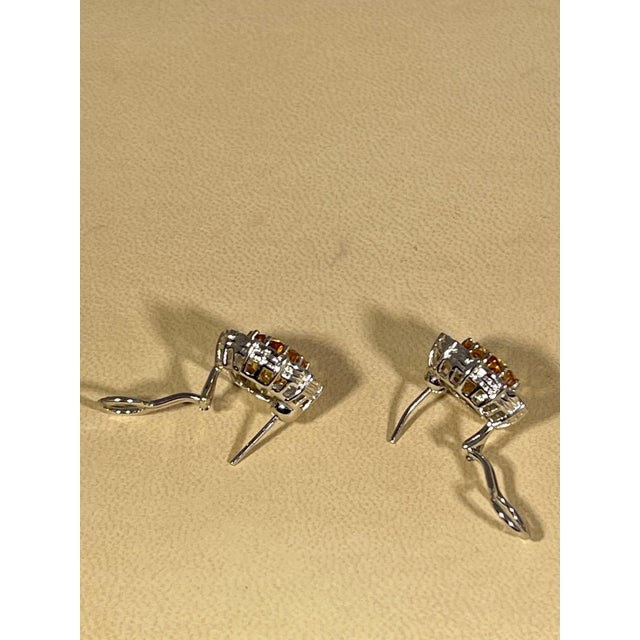 Yellow 8 Ct Round Natural Citrine Earrings 18 Karat White Gold Omega Backs For Sale - Image 8 of 8