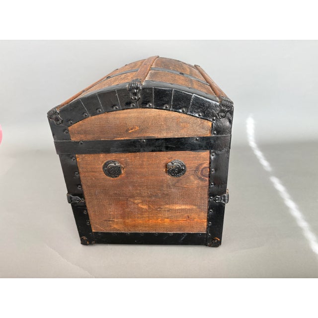 Late 19th Century Late 19th Century Child’s Humpback Small Wood Trunk For Sale - Image 5 of 12