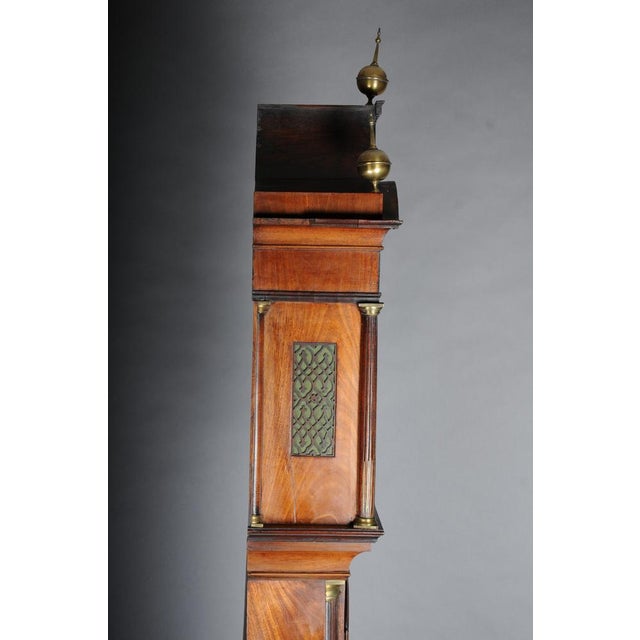 Wood Antique English Grandfather Clock in Mahogany, 18th Century For Sale - Image 7 of 18