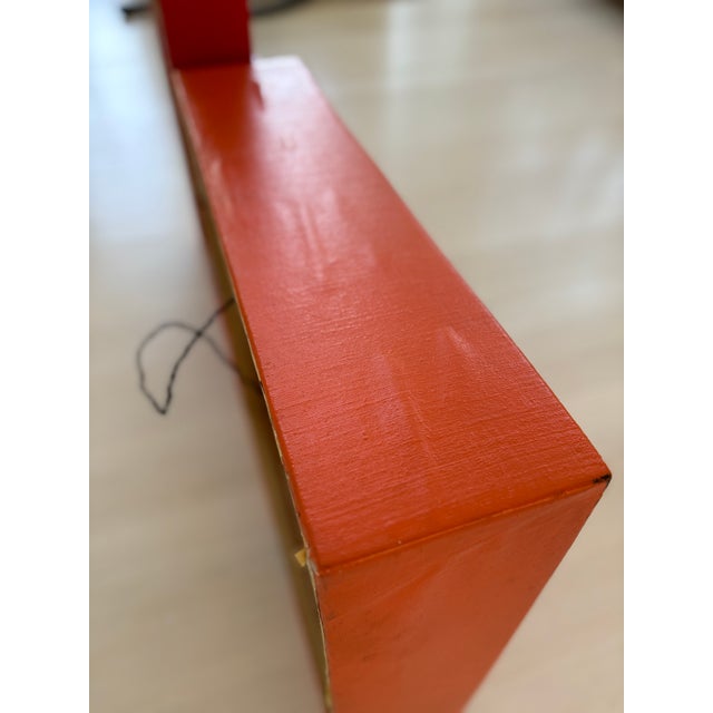Orange Exhibited Vintage Monumental Hard Edge Abstract Op Art Geometric Shaped Canvas Painting, Signed Jerry L. Walker, 1972 For Sale - Image 8 of 16