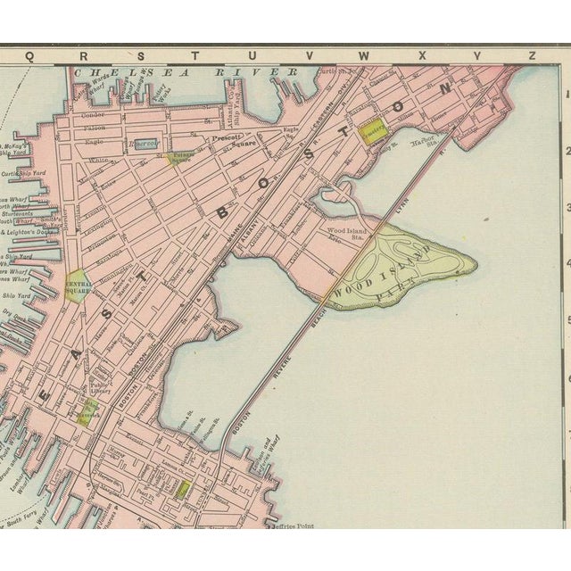Antique Map of Boston with Harbor and Environs Inset from Rand McNally, 1899 For Sale - Image 4 of 12