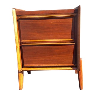 Mid-Century Modern 2 Drawer Sculptural Nightstand For Sale