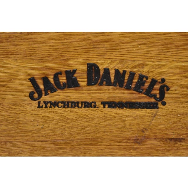 Modern Jack Daniels Whiskey Barrel Engraved Oak Wood With Metal Bands For Sale - Image 3 of 12