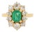 Pompadour Ring Gold Emerald Diamonds, Size 6 For Sale
