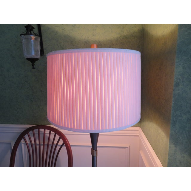 MidCentury Modern Inspired Metal Brass Round Pleated Drum Shade Floor Lamp Vintagelighting