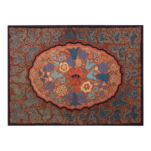 1920s Multicolor Floral Folk Art Antique American Hooked Rug 2'6" X 3'6" Handknotted Wool Carpet