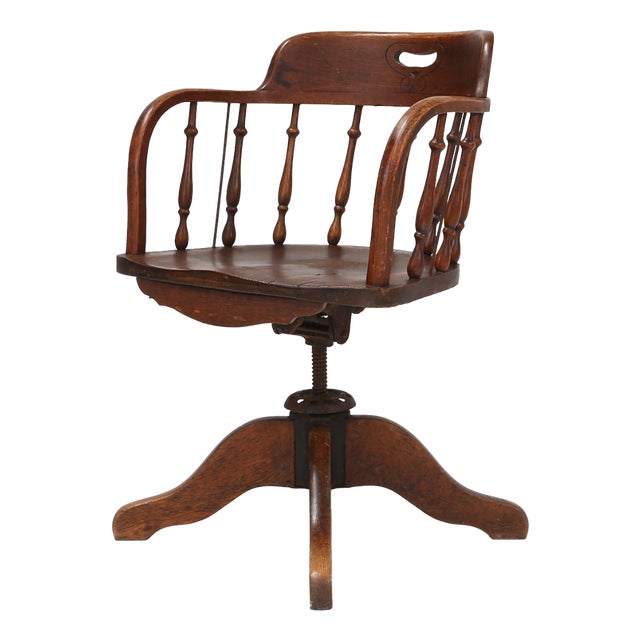 English Swivel-Base Captain Desk Chair, 1850s For Sale